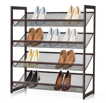 Coast Coast Shoe Rack with 4 Levels Support à chaussures peu encombrant avec étagères réglables Rack de rangement empilable 74 x 30.5 x 82 cm