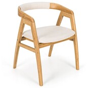 Coast Coast Bamboo Kitchen Chair with Cushion Dining Chair with Curved Back Wood Chair for Living Room Bedroom Balcony