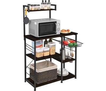 Goliving Buffet de cuisine Goliving - Étagère de cuisine verticale - Armoire à micro-ondes - Organisateur - Métal - Bois - 90 x 40 x 132 cm - Noir