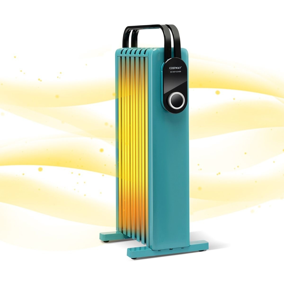 Coast 1500W Radiateur à huile Radiateur à 7 nervures avec 3 niveaux de chauffage Economies d'énergie et protection contre la surchauffe Turquoise