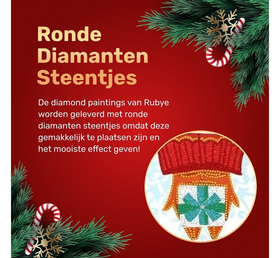 Rubye® Cartes de Noël avec peinture au diamant - Peinture au diamant adultes - Avec enveloppes - 8 pièces - 15x15cm