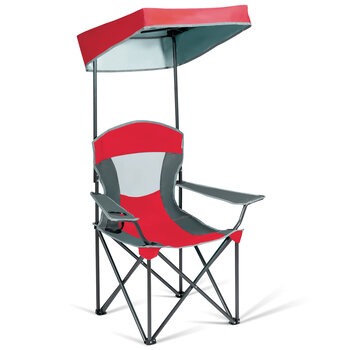 Coast Chaise de camping Coast avec Sunroed Chaise d'extérieur Clover Glacière avec parasol 90 x 72 x 150 cm rouge