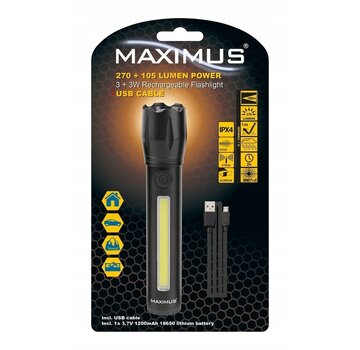 Maximus Torche LED rechargeable avec LED de puissance 3W et LED COB 3W