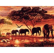 Rubye® Rubye® Peinture au diamant adultes - Peinture au diamant enfants - Famille d'éléphants - 30x40cm