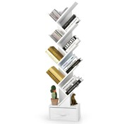 Coast Coast Bookcase with Drawer 8 Floor Stand Rack - 38 x 21.5 x 149.5 cm - White/Black