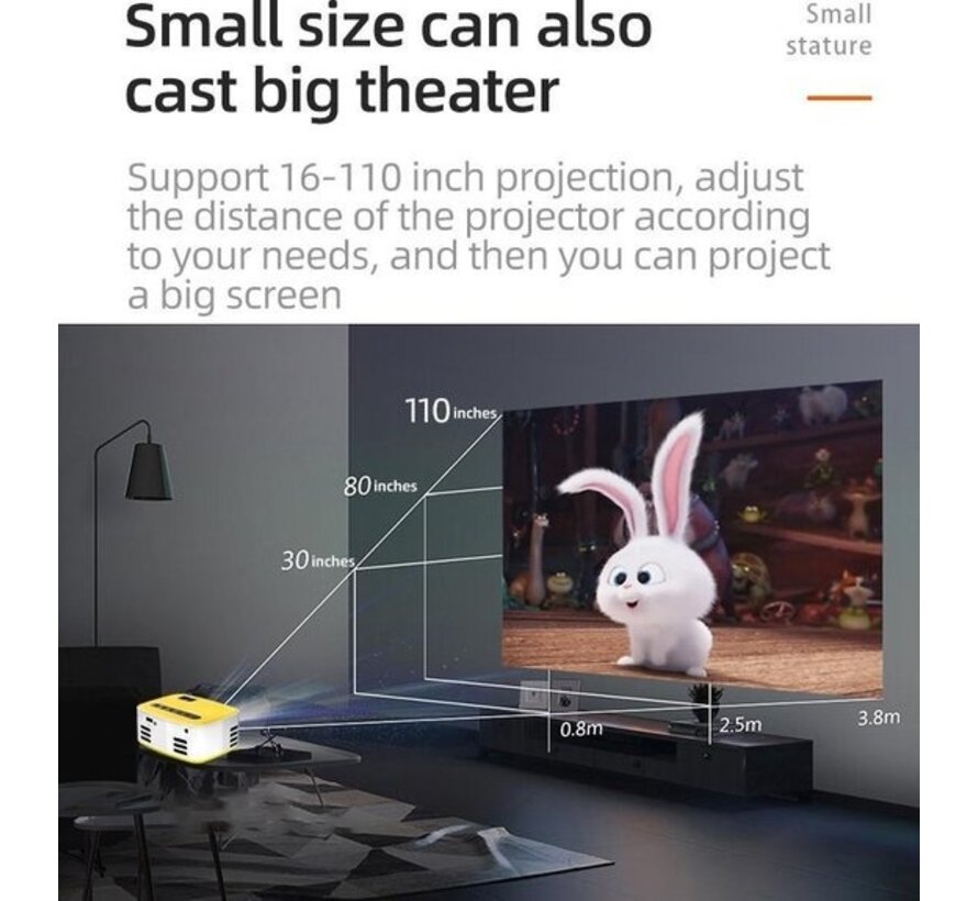 Fuegobird Smart Mini Beamer-Support de téléphone mobile sans fil même écran