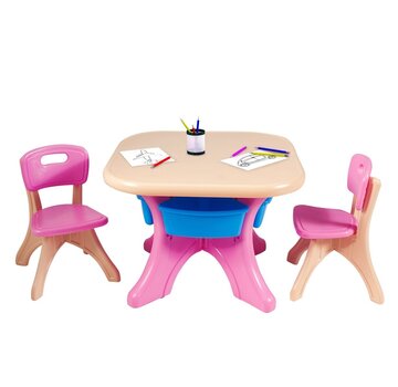 Coast Coast 3tlg. Siège pour chaise haute groupe table enfant et 2 chaises hautes boîtes de rangement rose