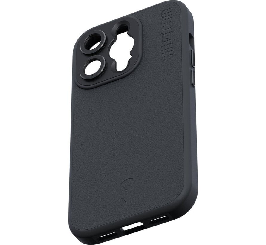ShiftCam iPhone 14 Pro case - étui rigide pour lentilles LensUltra - cuir végétalien - anti-rayures - résistant à l'eau - résistant aux chocs - adapté à l'iPhone 14 Pro - anthracite