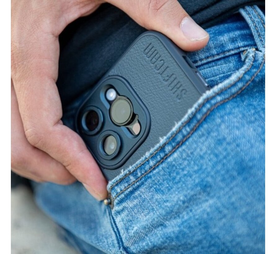 ShiftCam iPhone 14 Pro case - étui rigide pour lentilles LensUltra - cuir végétalien - anti-rayures - résistant à l'eau - résistant aux chocs - adapté à l'iPhone 14 Pro - anthracite