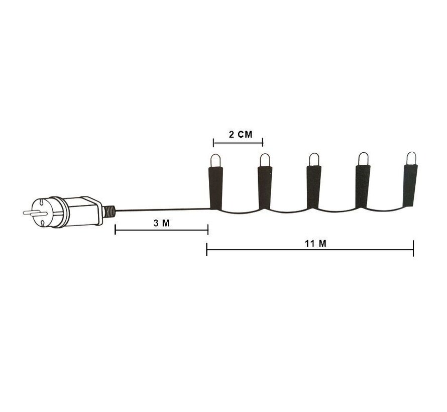 Guirlande pour arbre de Noël -  11 m- 560LED - Blanc chaud