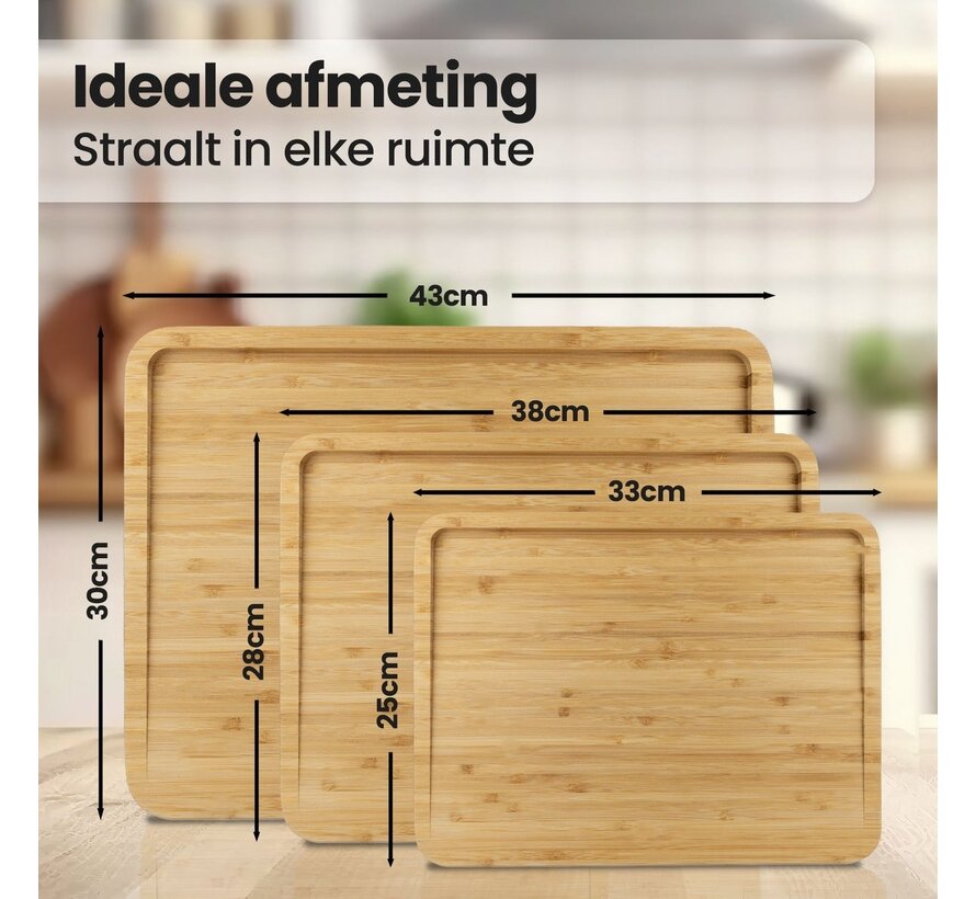 Nimma Chopping Board Set with Holder - 3 sizes of Chopping Board - suitable as Drinks and Tapas boards - Bamboo