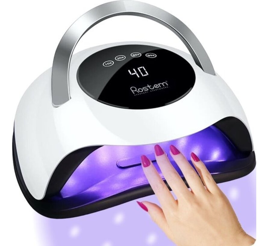 Nail lamp Rostem 120 Watt UV LED Nail Dryer - uv ongles - Nail Lamp - Perfectly Cured Nail Gel Paint - LED Lamp - Long Cord - Blanc