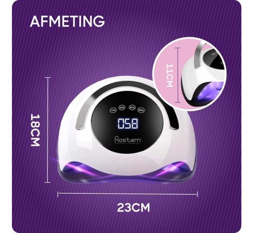 Nail lamp Rostem 120 Watt UV LED Nail Dryer - uv ongles - Nail Lamp - Perfectly Cured Nail Gel Paint - LED Lamp - Long Cord - Blanc