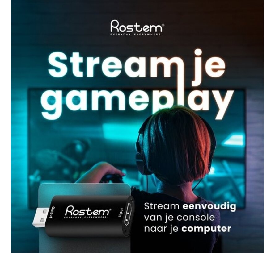 Rostem Capture Card HDMI to USB - Video Game Capture suitable for PlayStation, Xbox, Nintendo, Windows, MAC - Game Capture