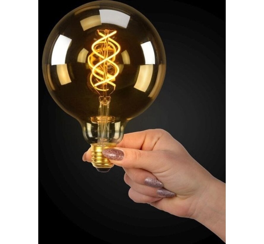 Lucide G125 - Lampe à incandescence - Ø 12,5 cm - LED - E27 - 1x4,9W 2200K - Ambre