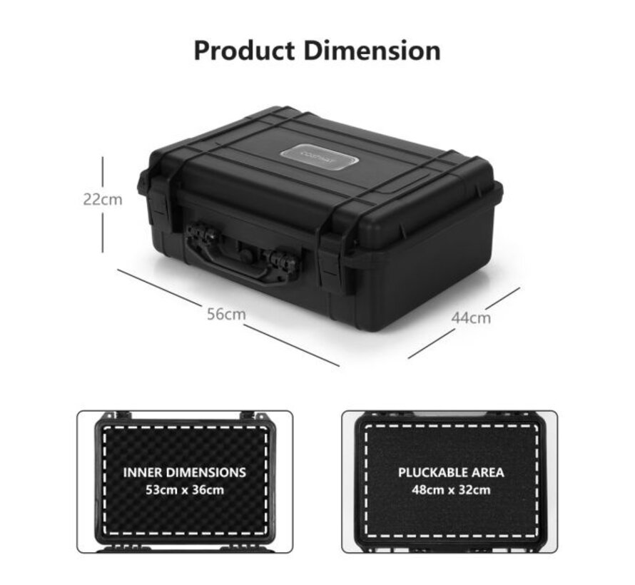 56 x 44 x 22 cm Mallette rigide étanche avec insert en mousse personnalisable IP66 étanche à l'eau et à la poussière Appareils électroniques/drones/caméras