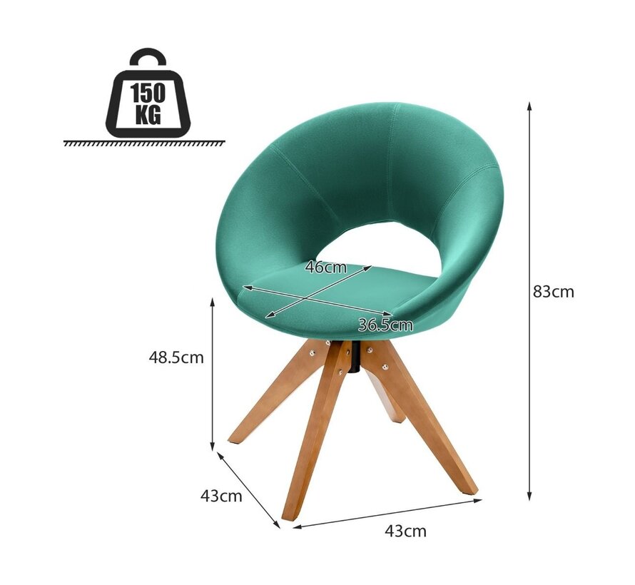 Chaise d'appoint Chaise pivotante à 360 degrés avec pieds en bois massif Chaise de salle à manger Chaise pivotante en velours rose/gris/bleu/vert