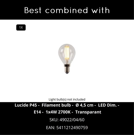 Lucide SUENO Lampe à poser - Ø 13 cm - 1xE14 - Blanc