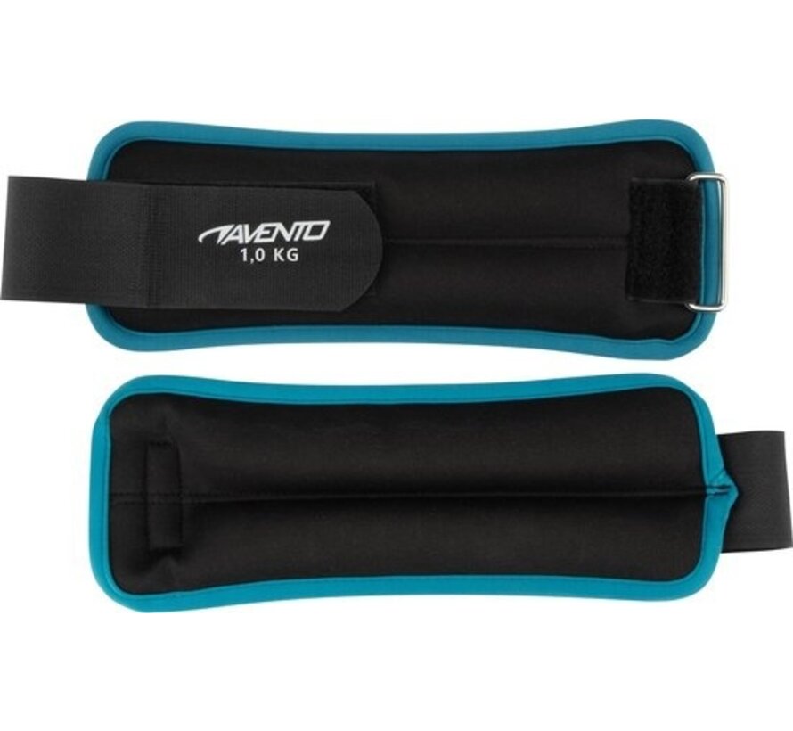 Avento Poids pour poignet/cheville en néoprène - 2x 1.0 kg - Noir/Bleu