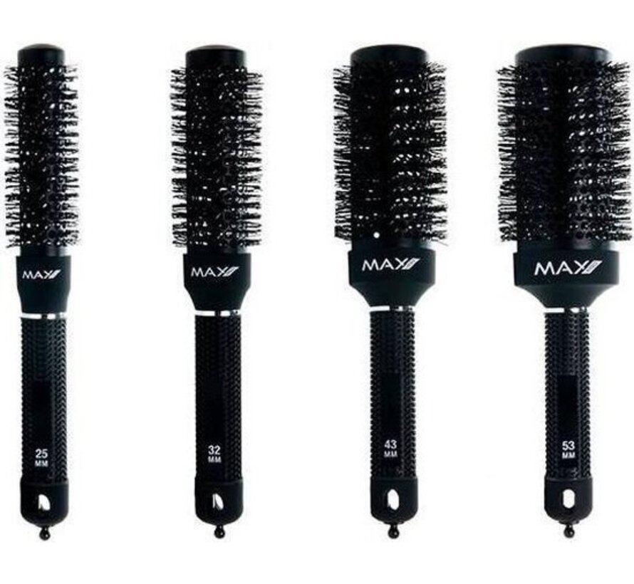 Max Pro Ceramic Round Brush 32mm - Volume et boucles - Brosse à boucles - Hairwrap - Convient aux cheveux de longueur moyenne - Brillance et résilience - Différentes tailles - Brosse non électrique pour sèche-cheveux