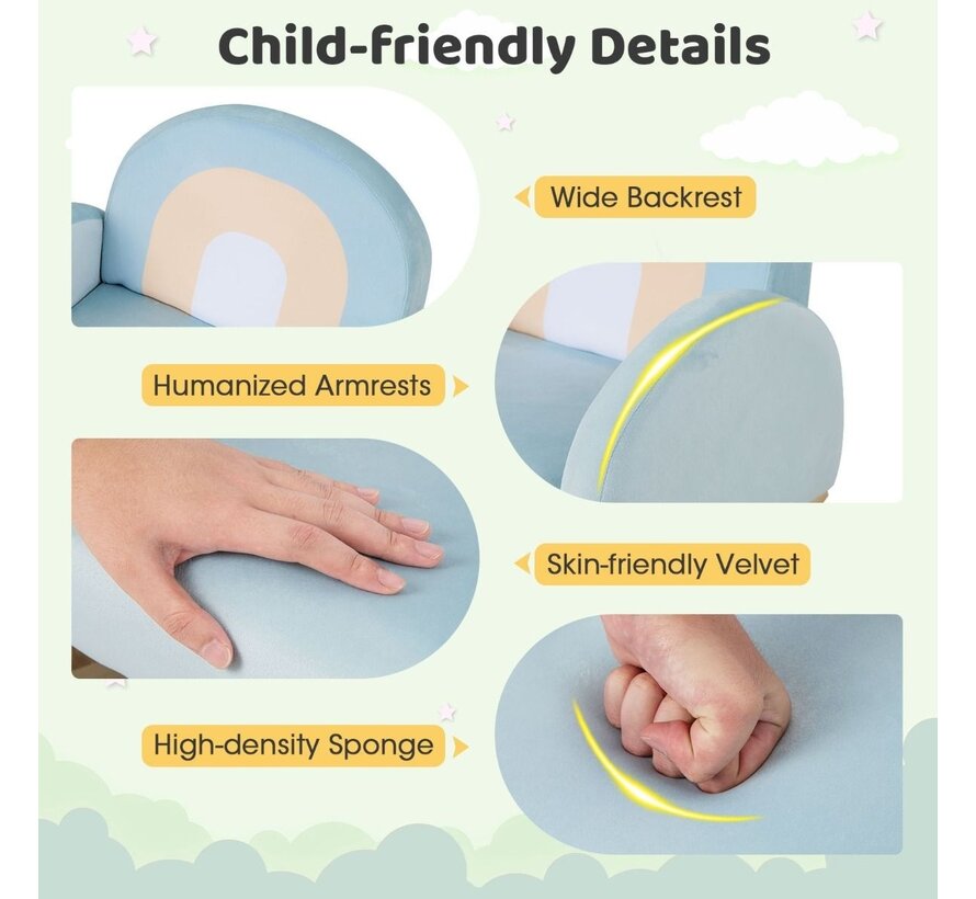 Fauteuil à bascule en peluche pour enfants avec dossier et accoudoirs confortables Fauteuil à bascule en bois pour enfants de 0 à 5 ans