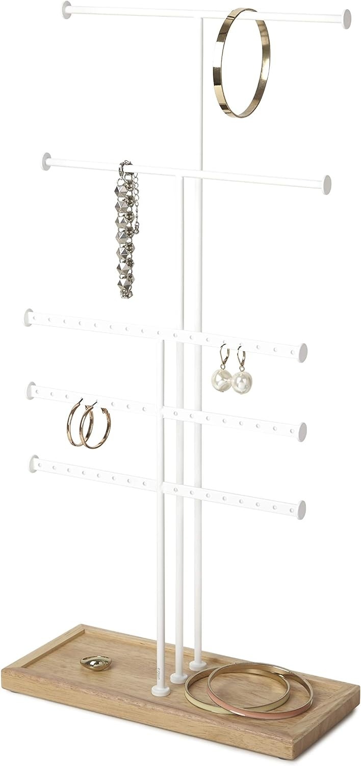 Umbra Trigem Organisateur de bijoux - Blanc + Bois