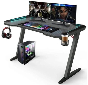 Avalo Avalo Gaming Desk - 140x60x73 CM - Pupitre de jeu avec éclairage LED - Table - Noir