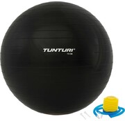 Tunturi Tunturi Ballon de fitness - Ballon de yoga avec pompe - Ballon de Pilates - Ballon de grossesse - 75 cm - Couleur : noir - Application fitness gratuite incluse