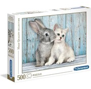 Clementoni Clementoni - Puzzle 500 pièces Collection de haute qualité, Chat et lapin, Puzzle pour adultes et enfants, 14-99 ans, 35004