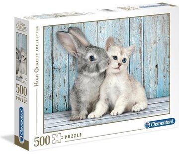 Clementoni Clementoni - Puzzle 500 pièces Collection de haute qualité, Chat et lapin, Puzzle pour adultes et enfants, 14-99 ans, 35004