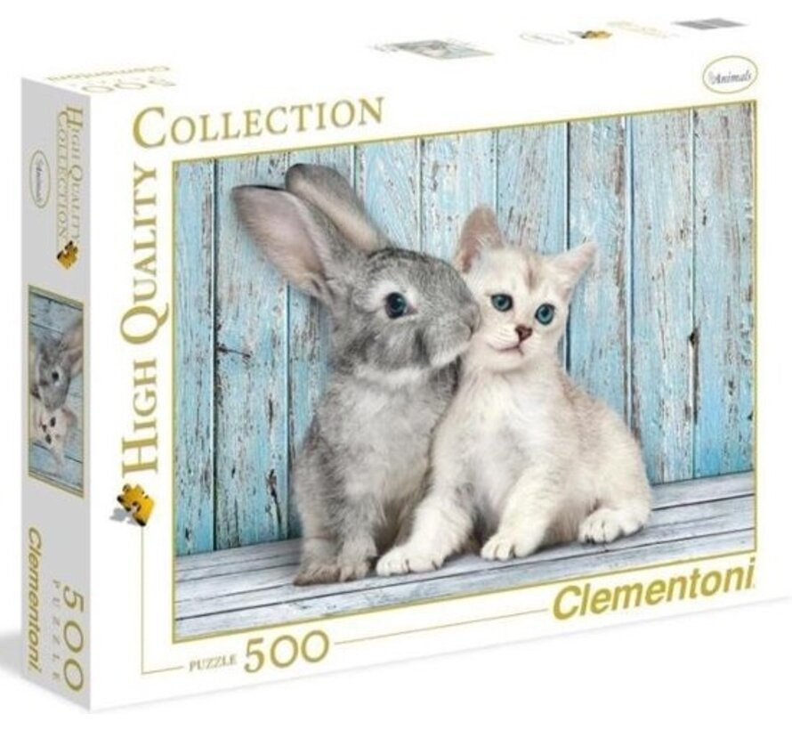 Clementoni - Puzzle 500 pièces Collection de haute qualité, Chat et lapin, Puzzle pour adultes et enfants, 14-99 ans, 35004