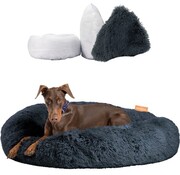 Happysnoots Happysnuts Dog Basket 100cm - Extra Large Fluffy Donut Dog Bed - Luxury Dog Bed - Washable - Grey