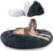 Happysnoots Happysnuts Donut Dog Basket 120cm - Extra Large - Fluffy - Luxury Dog Bed - Lit pour chien - Lavable - Grey
