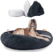 Happysnuts Donut Dog Basket 120cm - Extra Large - Fluffy - Luxury Dog Bed - Lit pour chien - Lavable - Grey