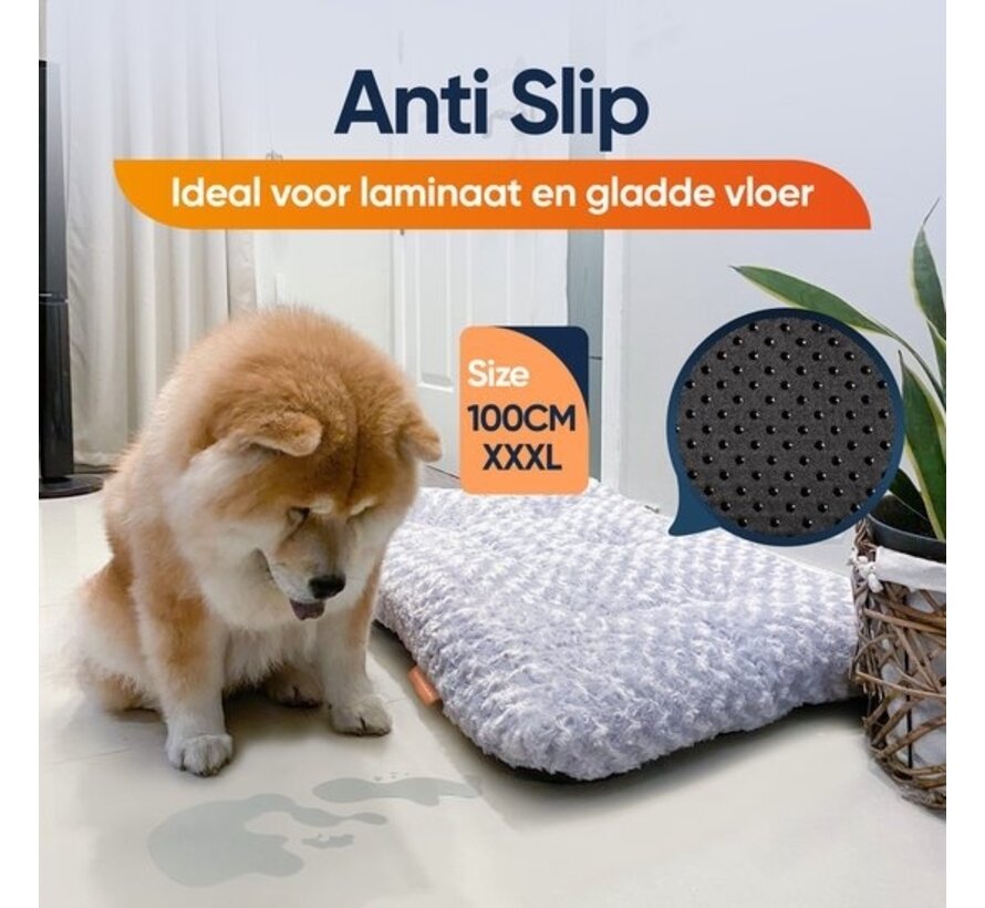 Happysnuts Dog Cushion 90 x 60cm - Lit pour chien - Donut Dog Bed - Fluffy - Grey - Washable