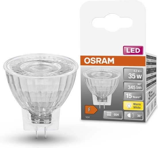 OSRAM Lampe LED - Spot GU4 - 12V - 4,2W - 345 lumens - blanc chaud - non dimmable