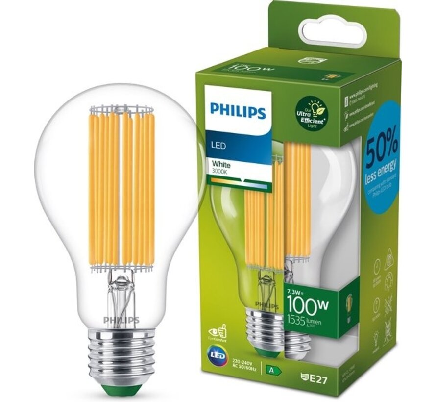 Philips Ultra Efficient LED bulb Transparent - 100 W - E27 - Lumière blanche