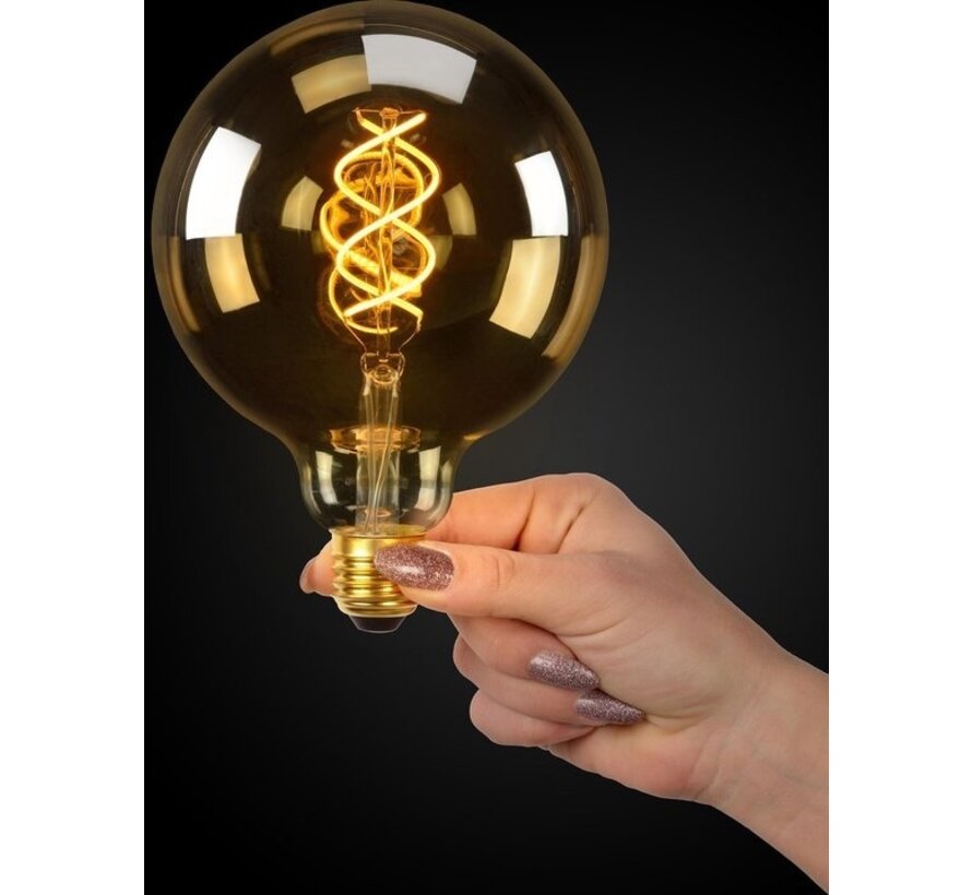 Lucide G125 - Lampe à incandescence - Ø 12,5 cm - LED Dimb. - E27 - 1x4,9W 2200K - Ambre