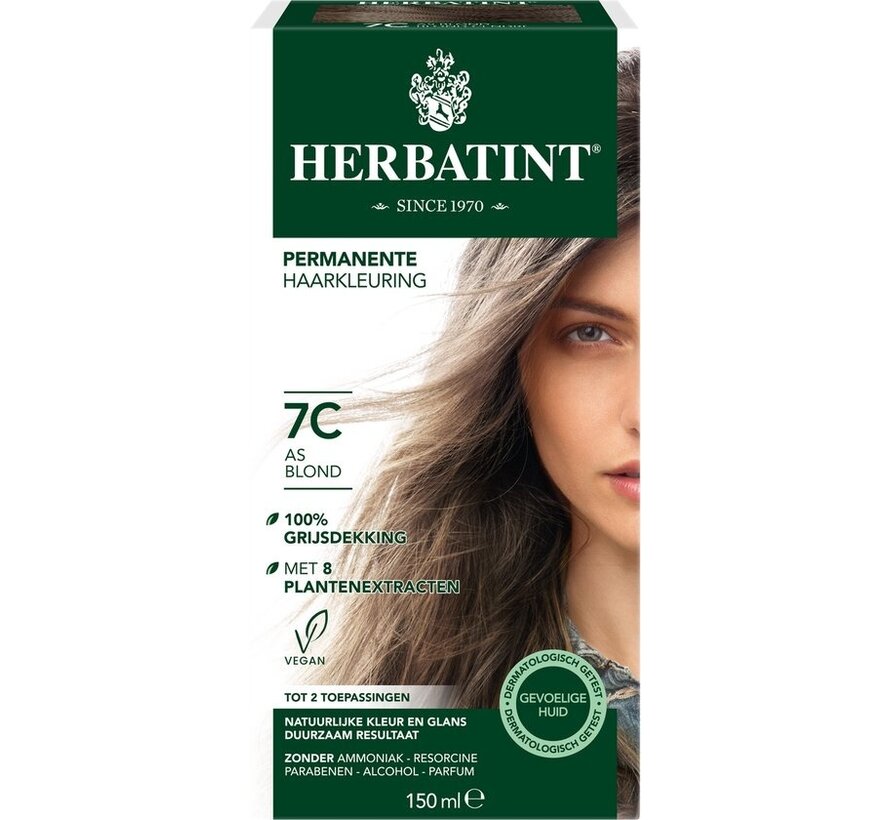 Herbatint 7C Ash Blonde - Teinture pour cheveux - Coloration permanente végétalienne - 8 extraits de plantes - 150 ml