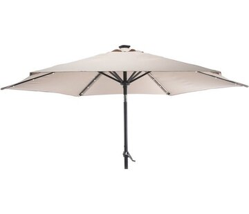 Pro Garden Parasol de jardin solaire - Extérieur et Balcon -orientable -  270 cm aluminium - avec éclairage LED - Taupe