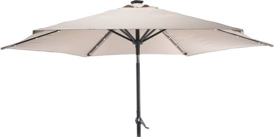 Parasol de jardin solaire - Extérieur et Balcon -orientable - 270 cm aluminium - avec éclairage LED - Taupe