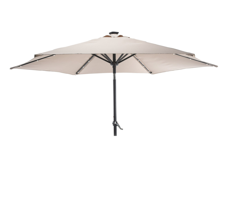 Parasol de jardin solaire - Extérieur et Balcon -orientable -  270 cm aluminium - avec éclairage LED - Taupe