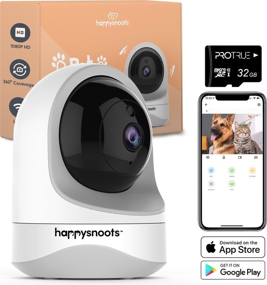 Caméra de surveillance pour animaux 1080P avec application - Caméra de sécurité - pour chien 360° - Caméra pour chien - animaux de compagnie- Chien / Chat / Animaux de compagnie
