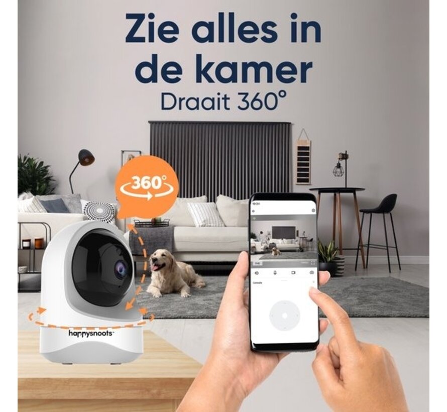 Caméra pour animaux 1080P avec application - Caméra pour chien 360° - Caméra pour chien - Caméra pour animaux de compagnie / Pet Cam - Pour chien / Chien / Chat / Animaux de compagnie