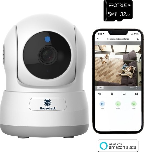 Caméra de surveillance Housetrack - Caméra IP - Caméra d'intérieur - Caméra HD - Caméra de sécurité domestique 360