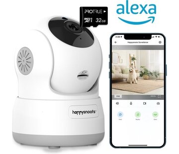 Happysnuts 1080p Pet Camera with App - Dog Camera - Pet Camera - Pet Camera Wifi Indoor- for Dog / Cats / Animals