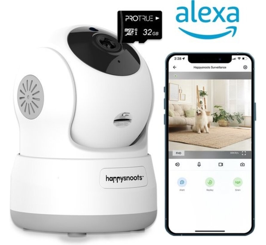 Happysnuts 1080p Pet Camera with App - Dog Camera - Pet Camera - Pet Camera Wifi Indoor- for Dog / Cats / Animals