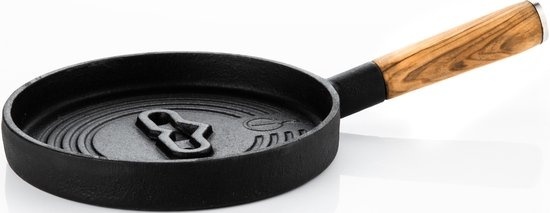 Poêle à servir Churrasco forgée Fonte - 31.5cm - Manche en bois d'olivier