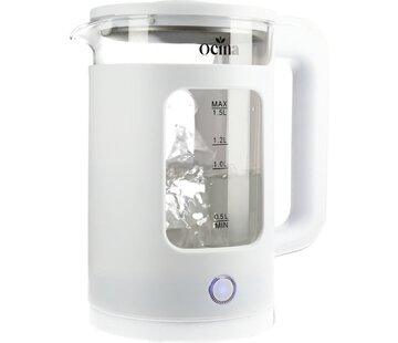 Ocina Bouilloire électrique Ocina - 1,5 litre - 1500W - LED - Verre - Blanc