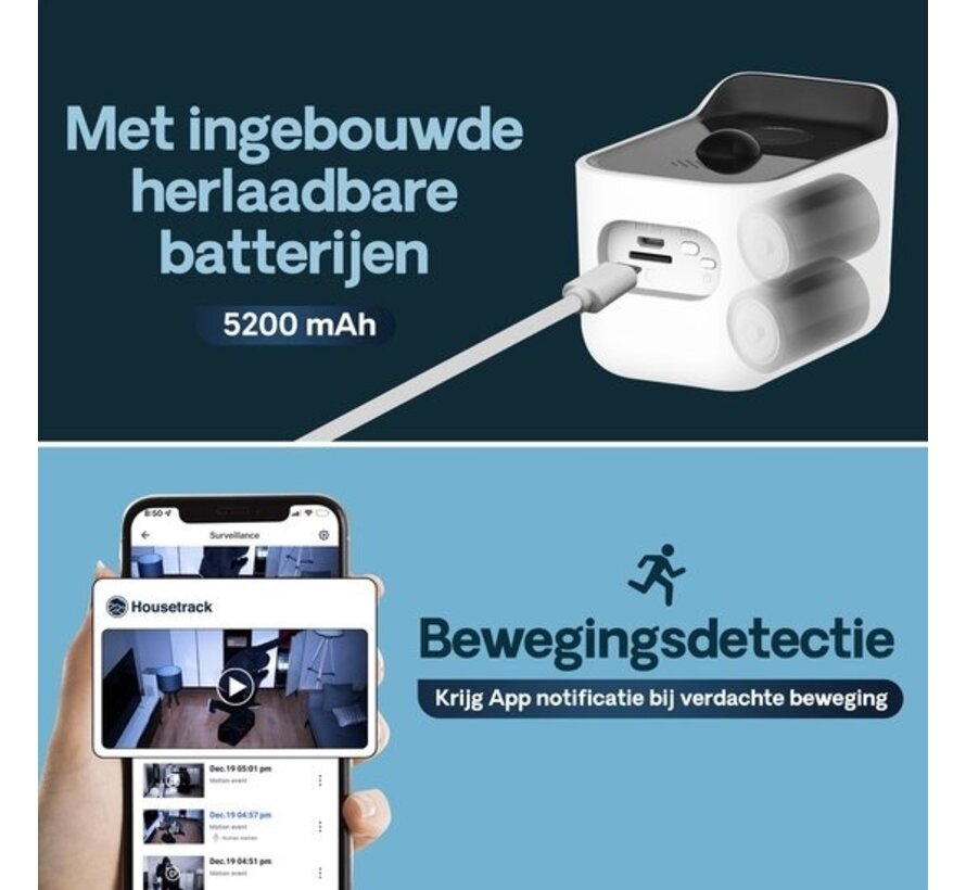 Housetrack Caméra de surveillance 1080P avec application - Caméra Wifi sans fil - Caméra IP intérieure - Caméra de sécurité - Caméra extérieure avec vision nocturne - Caméra intelligente
